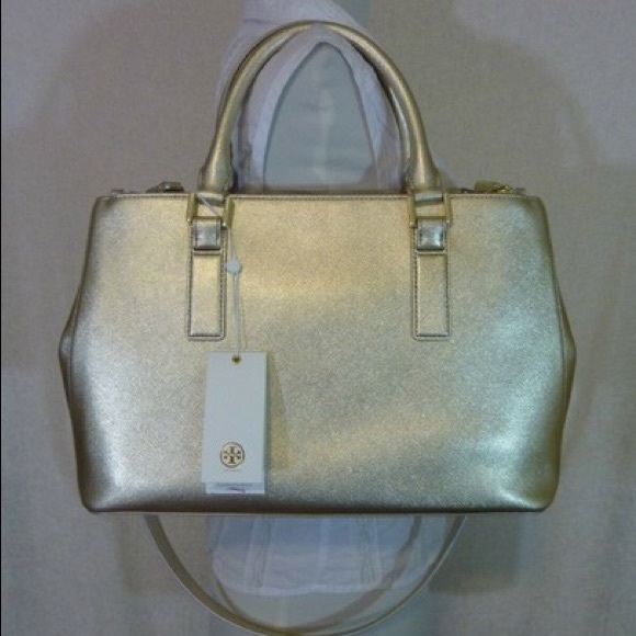 Tory Burch Robinson Metallic Mini Double Zip Bag - Picture 12 of 16